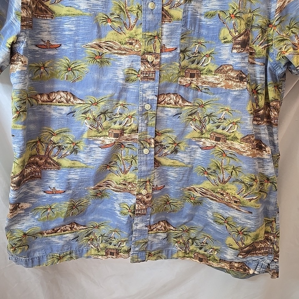 Vtg Gap Men's Y2K Hawaiian Island Native Palm Trees Short Sleeve Shirt Sz L - Picture 2 of 16
